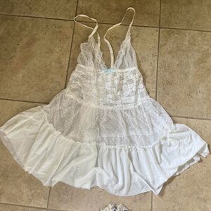 Linea Donatella White Sheer Lace Babydoll Chemise